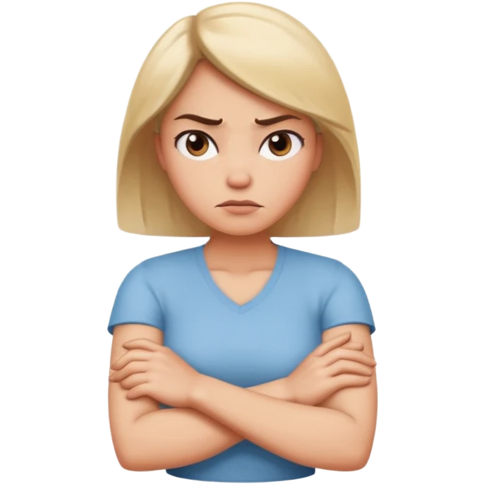 Woman with arms crossed in a mad way with an attitude turned to the side a little  emoji
