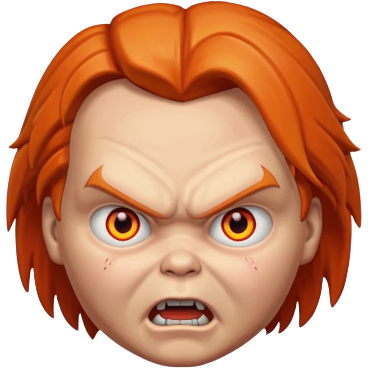 la tete de chucky avec les yeux orange enerve emoji