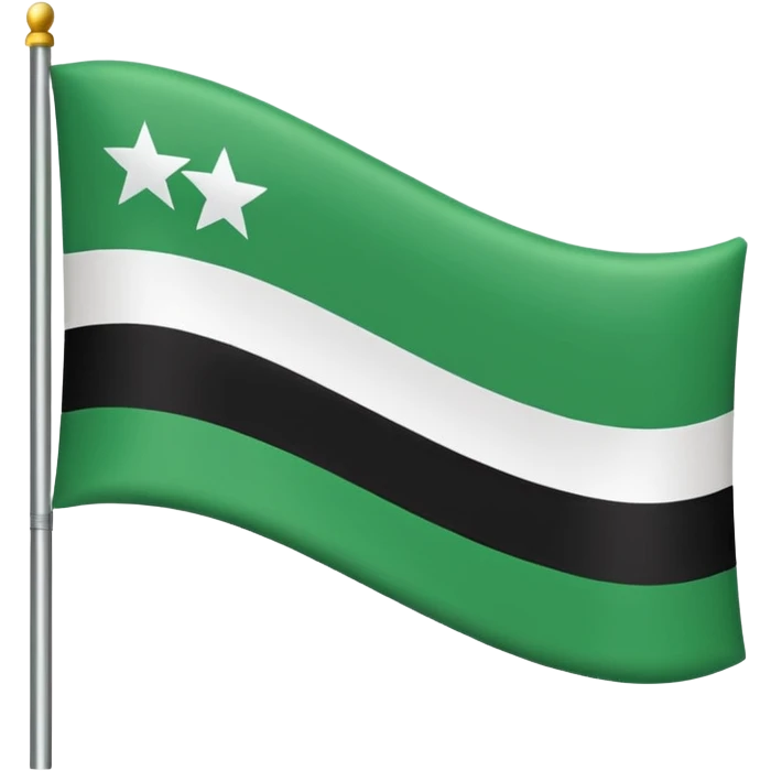 A flag that is made of three horizontal bars. The top bar is black, the middle bar is green, and the bottom bar is white. There is black text that reads “ЦГР” emoji