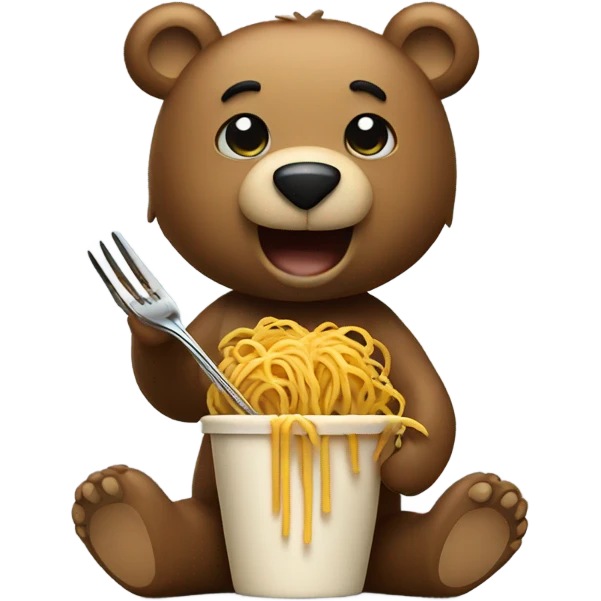 Bear eating spaghetti with a fork emoji