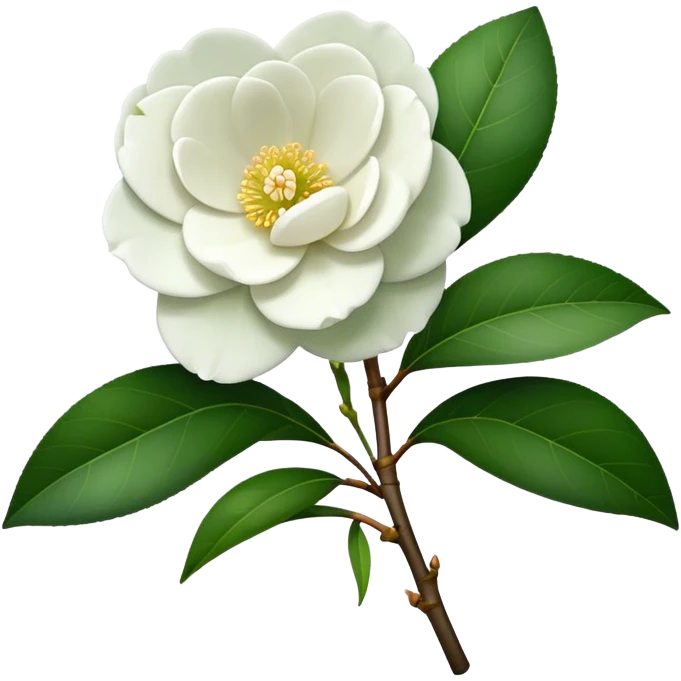 single Camellia japonica, straight stem emoji