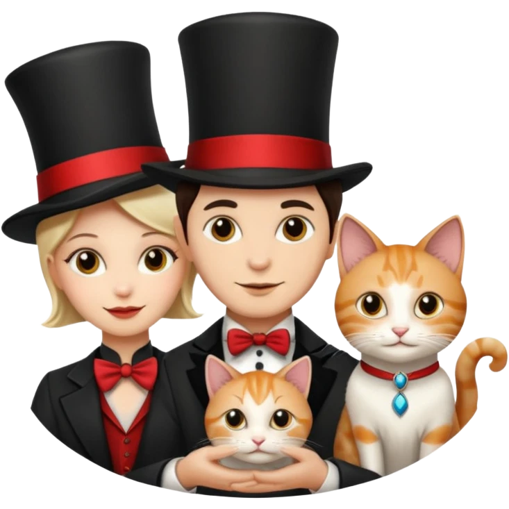 magician couple and their pet cat emoji