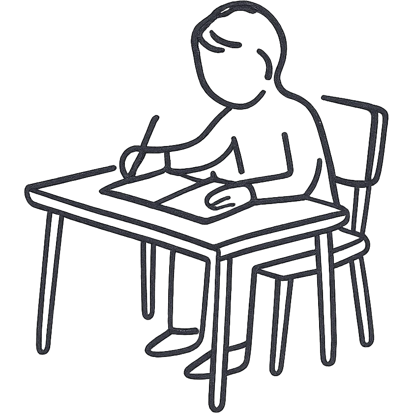 outlined icon of a person working at a desk, no fill emoji