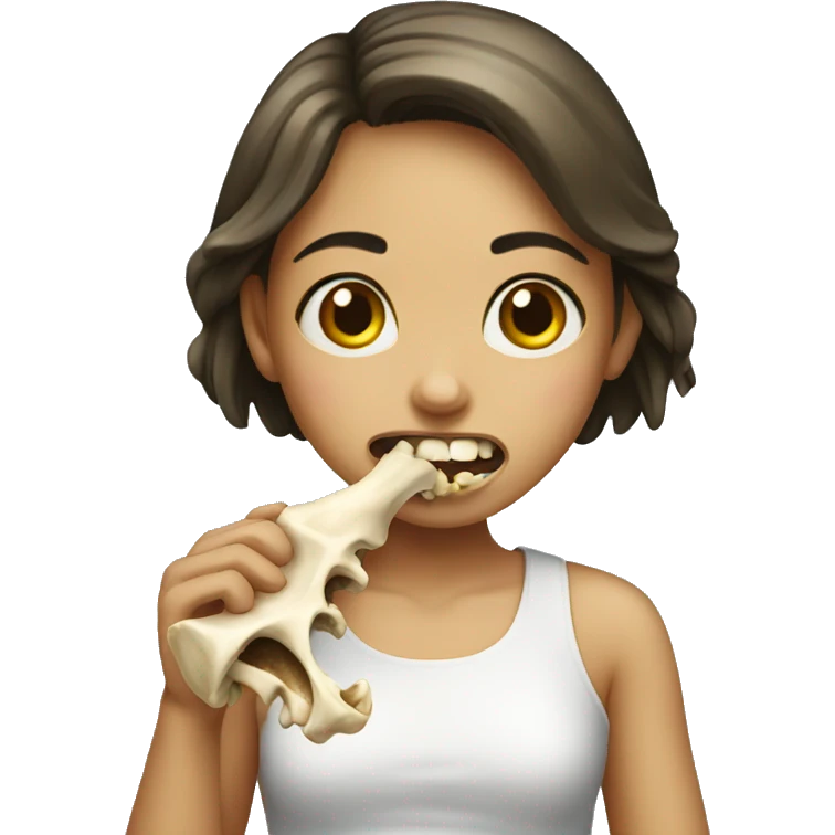 Girl eating bone emoji