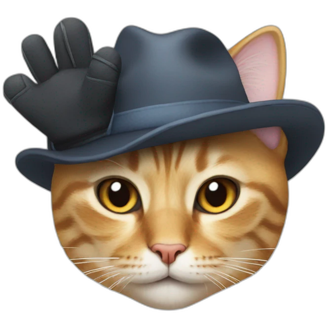 cat with a hat and gloves emoji