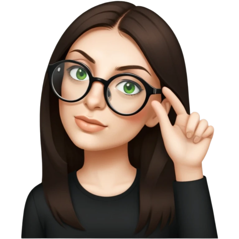 female, black shirt, long black hair emoji