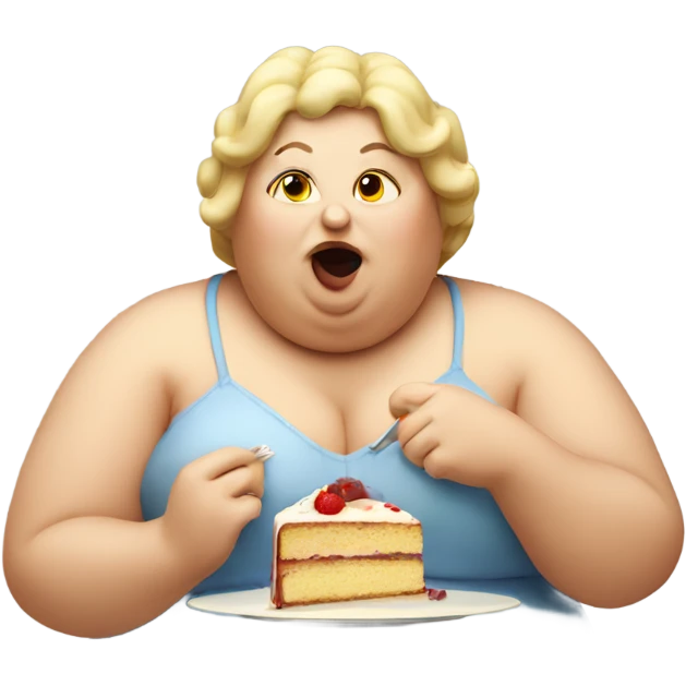 Fat lady eating cake emoji