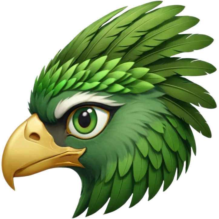 close up of just the eye at the side profile of the face of a green hawk that is looking away from the camera emoji