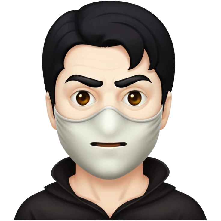 masked man, evil, serial killer, creepy, black hair, older emoji