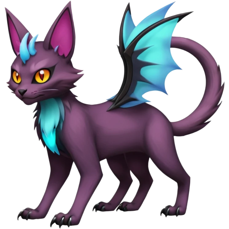 dark edgy dull pointy edgy Noivern-Noibat-Purloin-Torracat-Lykoi-Caracal-cat-Fakemon-fusion-hybrid-creature emoji