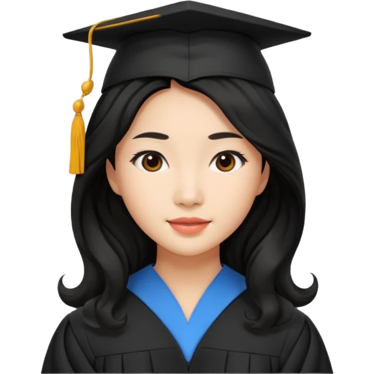 Graduate asian black hair with wavy hair long  emoji