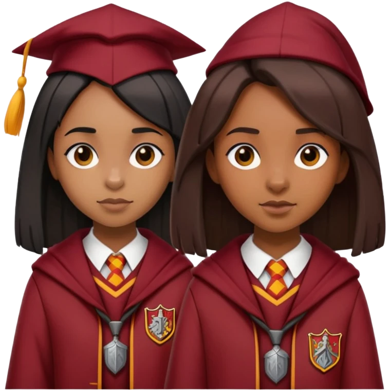 black girl straight hair with gryffindor clothe emoji