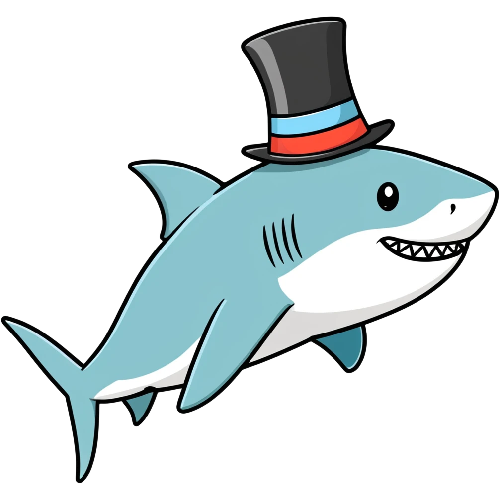 Shark with a top hat emoji