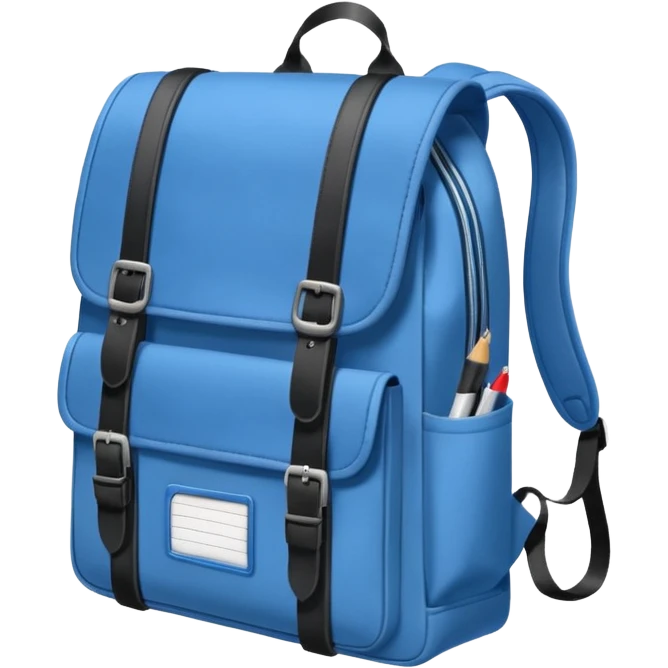 blue school bag and notebook pen emoji