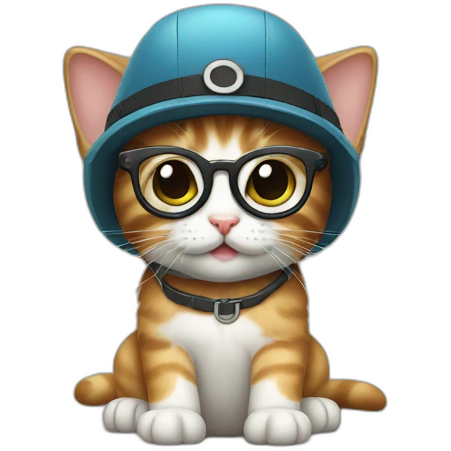 kitten with glasses and a propellor hat on emoji