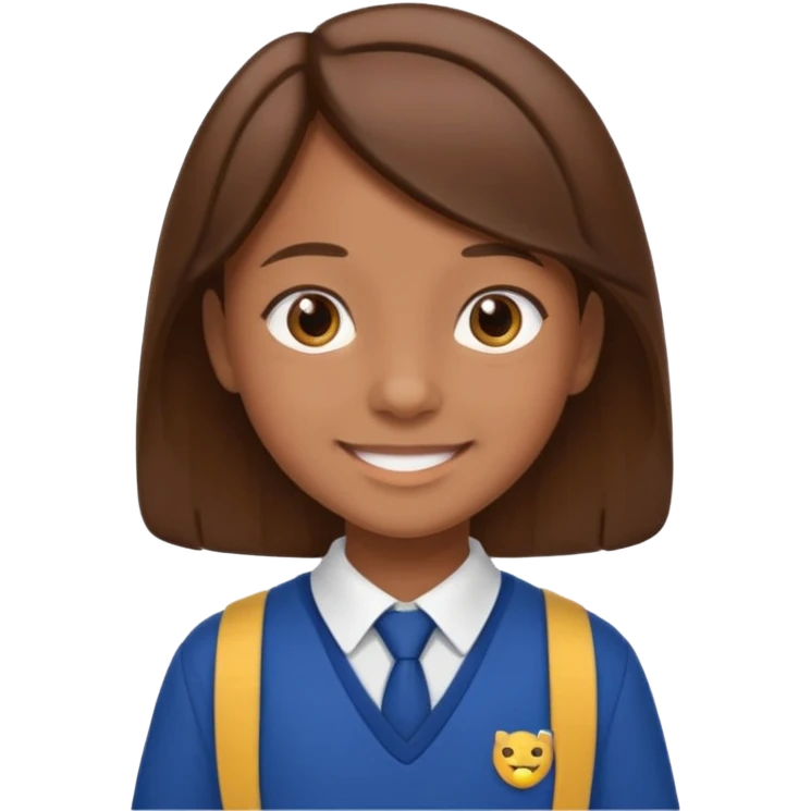 Primary school child with brown hair in a school uniform emoji