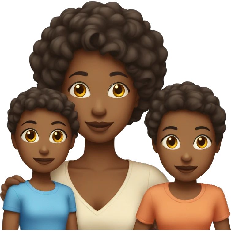 Black Mom and 5 children emoji