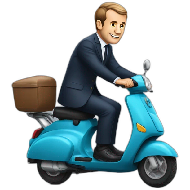 Macron sur un scootre emoji