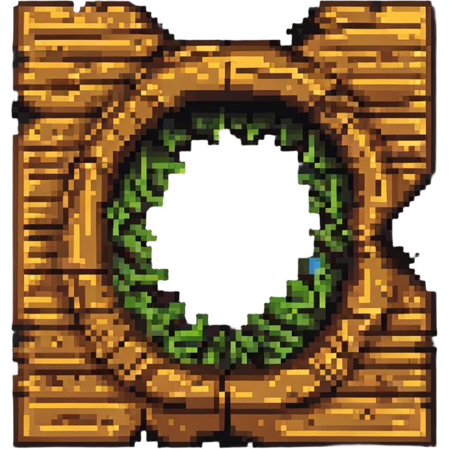 a knothole in a piece of wood, pixel art style emoji
