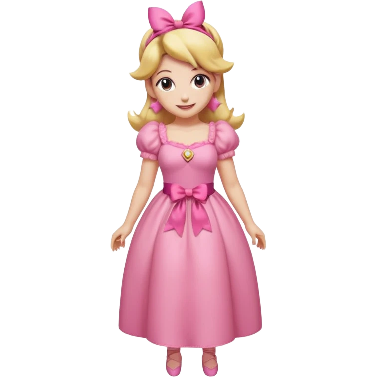Princess peach full body with a pink ribbon tied to her hair emoji