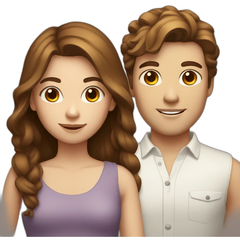 Two girls with brown hair and 2 guys with white skin emoji