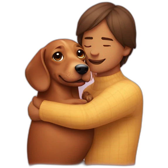 wiener dog hugging human emoji