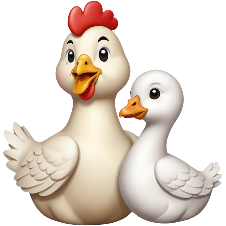 A chicken in love with a goose  emoji