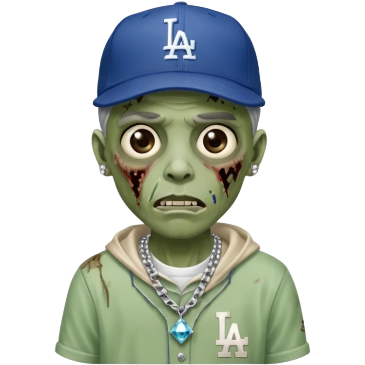 Zombie con gorra de los Dodgers y cadena con diamantes  emoji