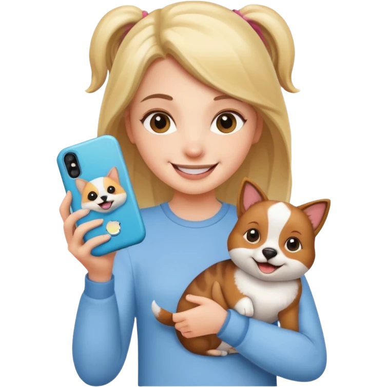 girl holding an iphone case with pets emoji