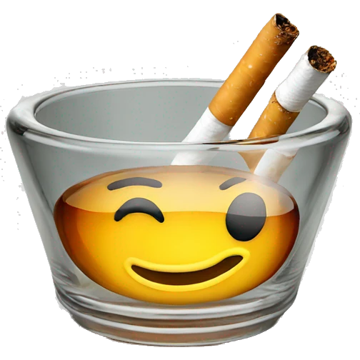 Cigarettes smoking in vintage clear glass ashtray  emoji