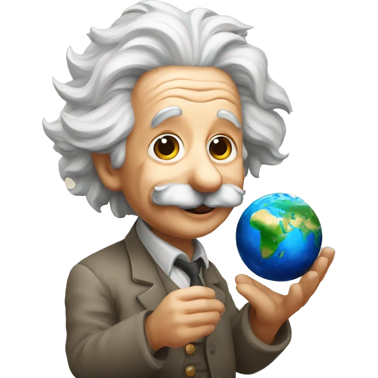 happy albert einstein holding earth in his hand emoji
