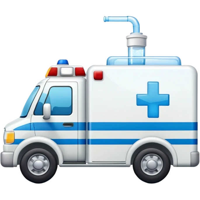 A cartoon ambulance which drinks a glas water  emoji