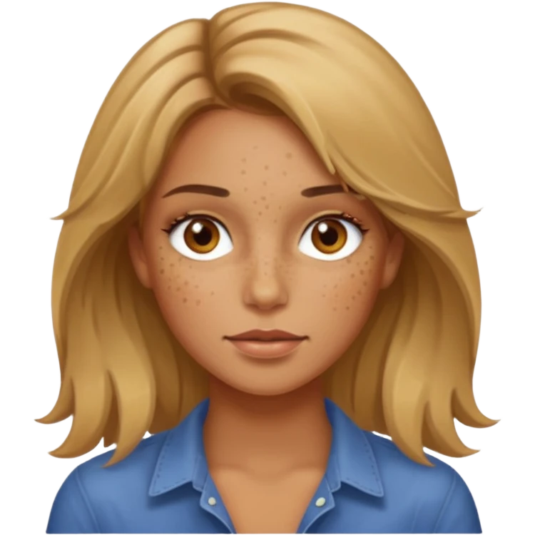 pretty woman with tan skin and dirty blonde hair and hazel eyes and freckles emoji