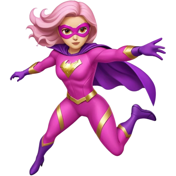 pink violet woman superhero flying emoji