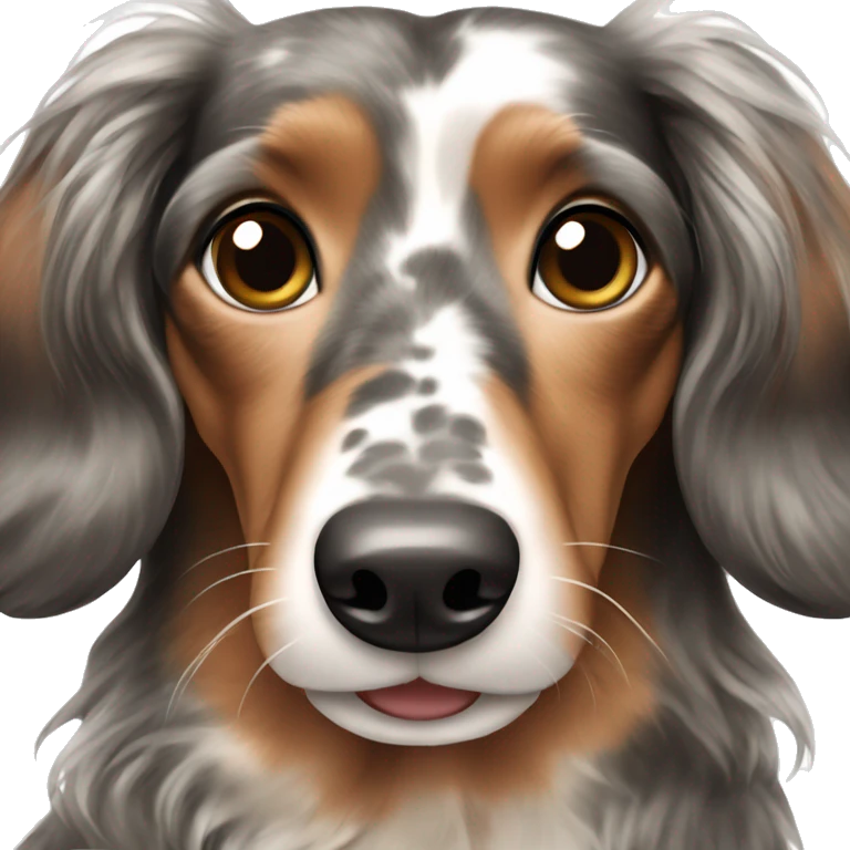 Black,brown, gray Merle long haired Dachshund emoji