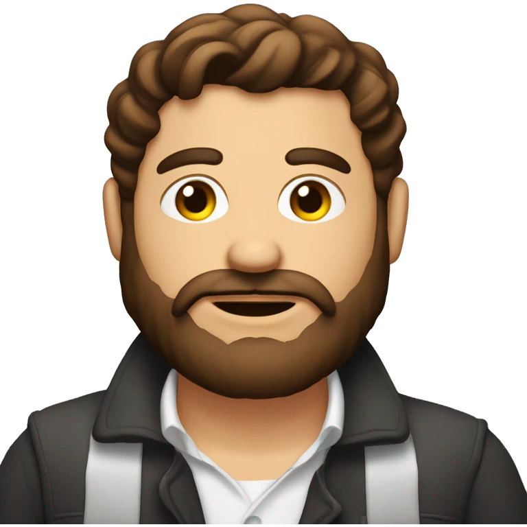 hombre piel clara joven con barba ojos cafe emoji