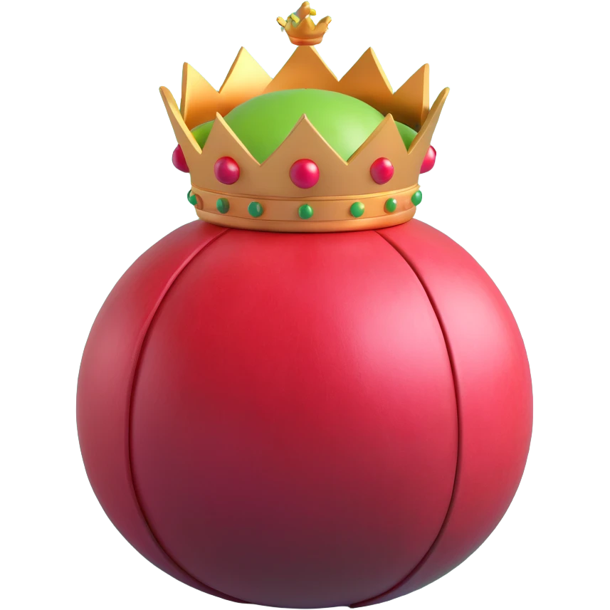 whole pomegranate with a round, red outer shell and a crown-like top emoji