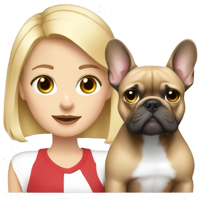 Blonde girl with French bulldog emoji