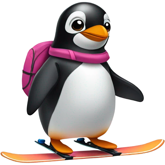 Penguin skiing emoji