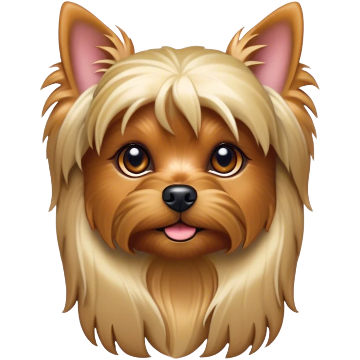 Cinematic Noble Yorkshire Terrier Portrait Emoji, Exuding refined charm and dignified poise, with a lustrous, silky fur in rich, deep hues, alert eyes and a confident expression, simplified yet exquisitely detailed, glowing with a soft, aristocratic radiance, high shine, embodying intelligent grace and classic elegance, soft glowing outline, capturing the essence of a regal Yorkshire Terrier ready to rule the screen with effortless sophistication! emoji