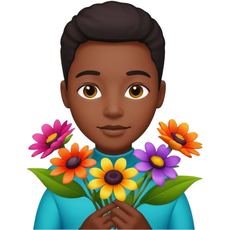 blACK holding flowers emoji