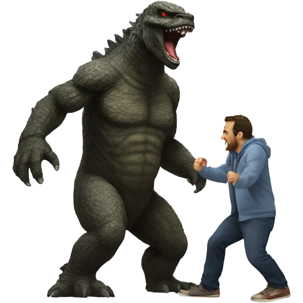 Godzilla fighting Bigfoot  emoji