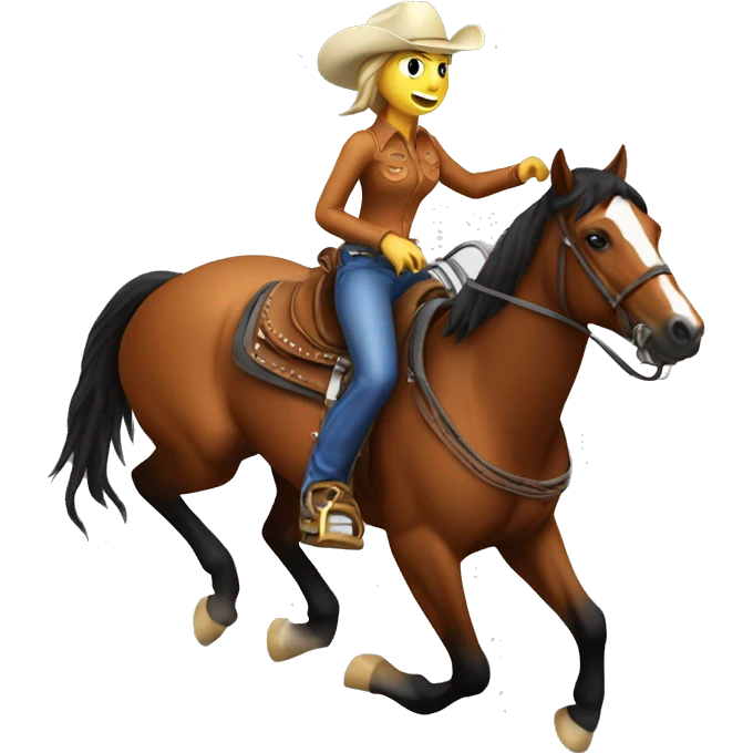 Realistic cowgirl barrel racing on a horse. emoji