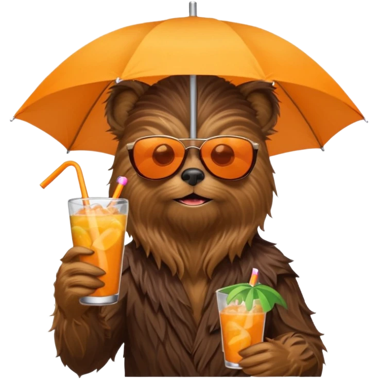 a wookiee wearing sunglasses drinking a tropical drink emoji