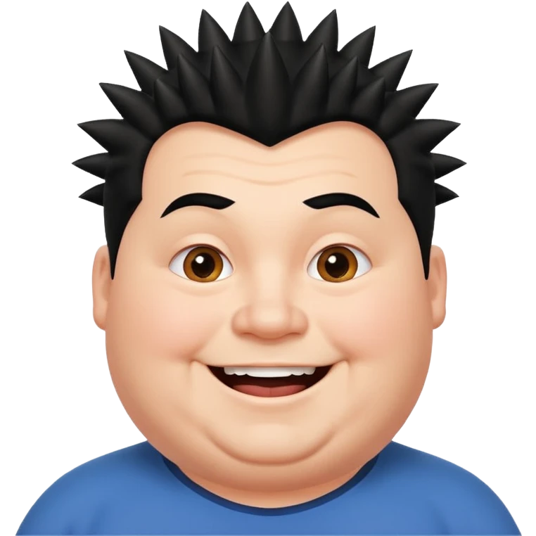 fat spiky haired happy man emoji