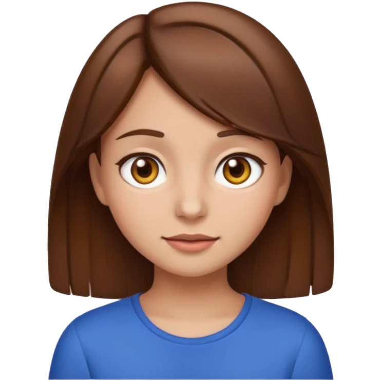 girl with brown hair and brown eyes, emoji style, version 2 emoji