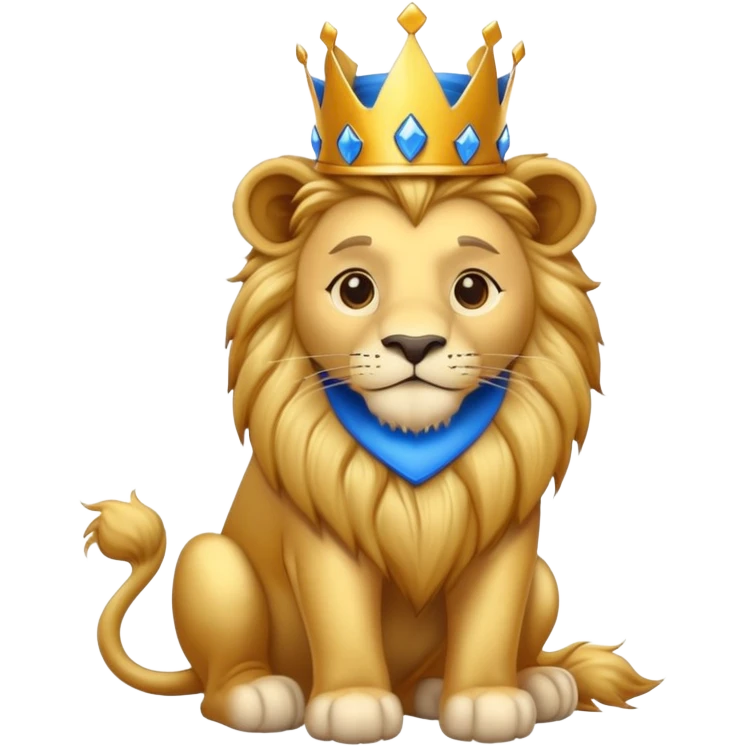 A brave lion with a golden crown with blue hearts in NYC emoji