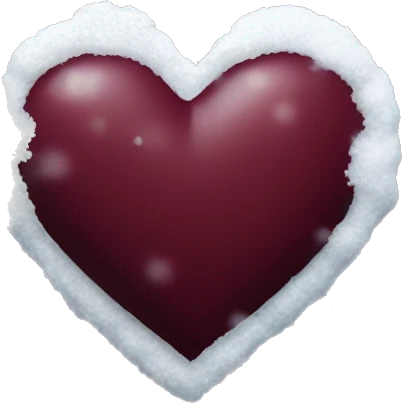 Bordeaux red heart with snow on it emoji