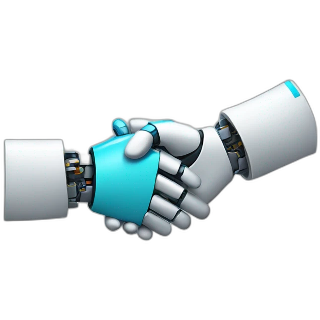 handshake with robot emoji