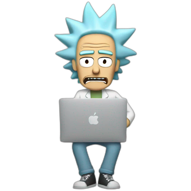 Rick Sanchez working with Macbook emoji